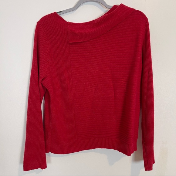 Nic + Zoe PRAISE SWEATER viscose wool angora red boat neck SZ L pullover knit - Picture 5 of 7